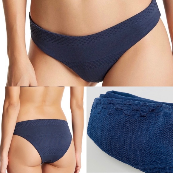 TAVIK Ali Textured Navy Blue Bikini Bottom Large - Picture 2 of 16